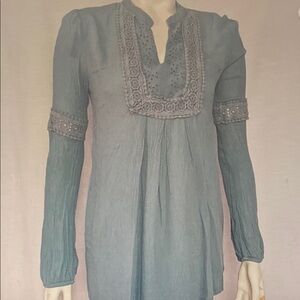 Knox Rose Teal Lace Detail Blouse